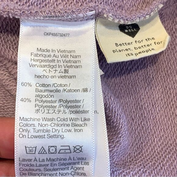 Madewell Pleat-Sleeve Shrunken Hoodie Sweatshirt Size XS Purple - Picture 9 of 9